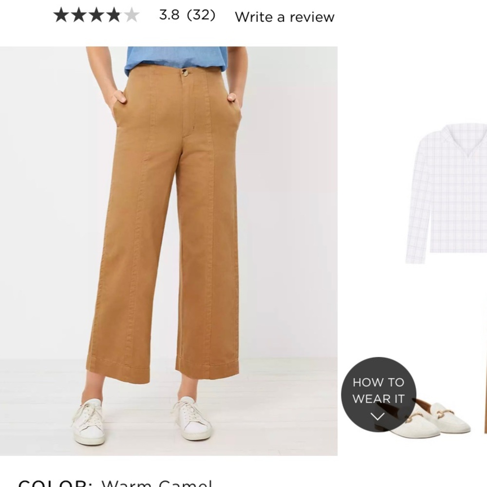 Seamed Twill Wide Leg Crop Pants